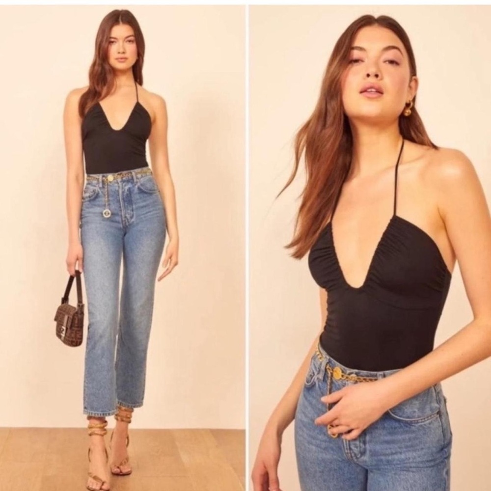 NWT Reformation Alessandro Black Bodysuit